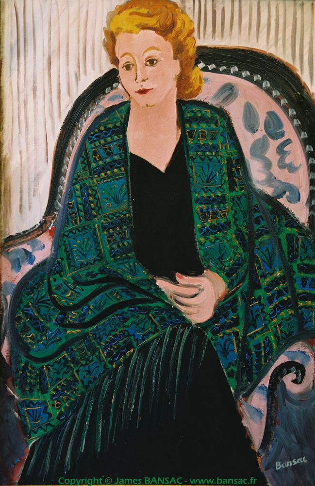 Jeanne Couturier, châle vert - 1944